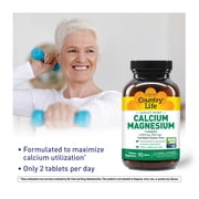 Country Life Target-Mins Calcium Magnesium Complex 1000mg/500mg, 90 Tablets, Certified Gluten Free, Certified Vegan, Certified Non-GMO Verified