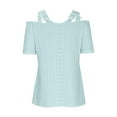 thumbnail image 3 of Plebaso Cold Shoulder Tops for Women V Neck Short Sleeve Trendy Summer Casual Eyelet Beach Vacation Blouses, 3 of 6