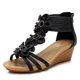 thumbnail image 2 of Sandalias de estilo étnico Tacón de cuña para mujer Zapatos romanos de flores de verano a juego con parte inferior gruesa, 2 of 4
