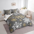 thumbnail image 3 of Manfei Winter Snowflake Print Bedding Comforter Set 7pcs for Kids, Western Vintage Festival Queen Bedding Sets, Happy Christmas Reversible Queen Sheet Sets, Breathable Home Decor, 3 of 7