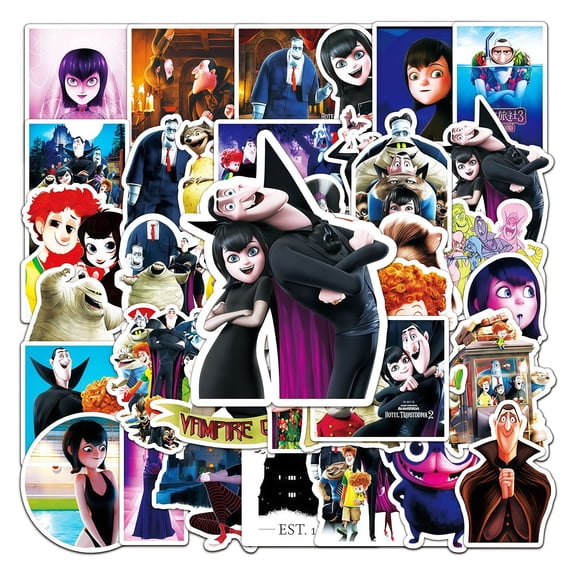 50 PCS For Hotel Transylvania Theme Water Bottle Stickers for Teens,Holiday Waterproof Vinyl Party Stickers for Skateboard,Laptop,Suitcases Stickers for Gift
