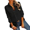 thumbnail image 7 of LowProfile Button Down Shirts for Women Casual Long Sleeve V Neck Collared Office Work With Pocket Blouse Tops Black M, 7 of 7
