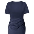 thumbnail image 6 of ZEHJUHAN Women's Solid Color Round Neck Short Sleeve with Cross Hem Ruffles Slim Fit Summer T-Shirt Dress Navy blue，S, 6 of 8