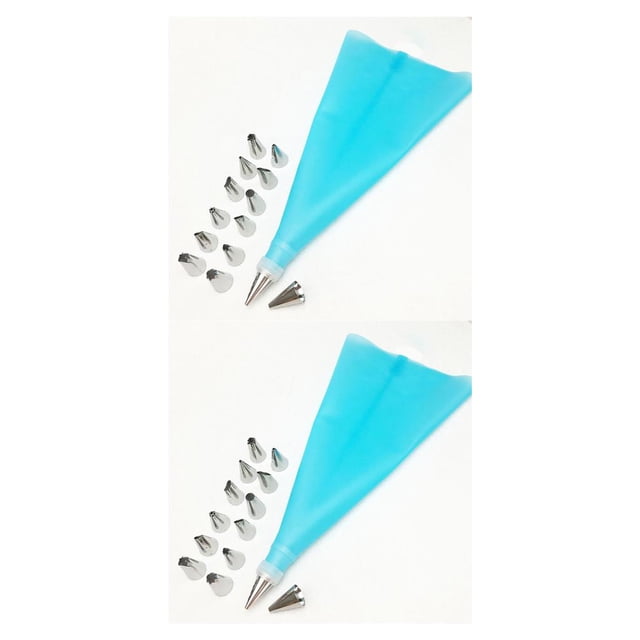 ZheElen Cake Decorating Tools with Icing Bag Kitchen Bakery Cream Nozzles Kit Pastry Making Props Household Restaurant Blue 2Set