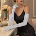 thumbnail image 4 of Unique Bargains 1 Pair Party Gloves Elegant Extra Long Sequin Long Opera Party Gloves 23.62"x4.72" Silver Tone, 4 of 5