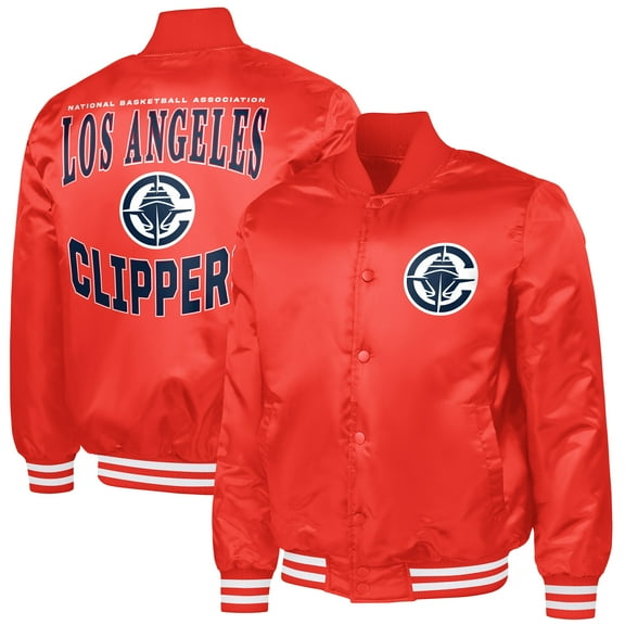 Men's G-III Sports by Carl Banks Red LA Clippers Adaptive Bold Logo Satin Varsity Jacket