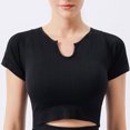 thumbnail image 2 of yillto Crop Workout Tops for Women Summer Short Sleeve Gym Athletic Shirts Cute Tight Basic Top Tee, 2 of 3