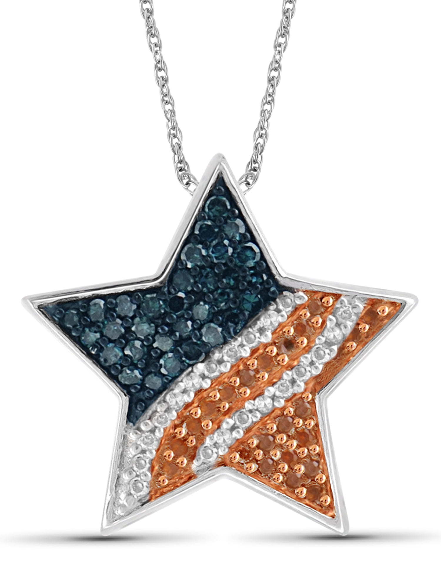 Jewelersclub 1 4 Carat T W Multi Color Diamond Sterling Silver American Flag Star Pendant 18