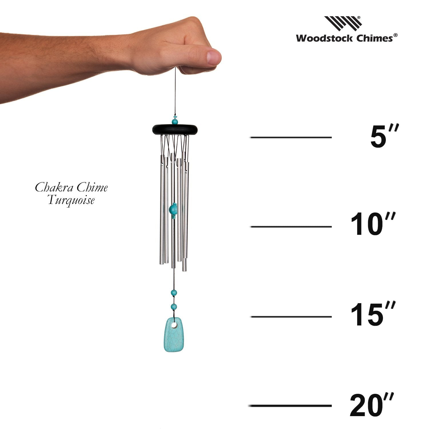 Woodstock Windchimes Woodstock Chakra Chimes Turquoise, Wind Chimes For Outside, Wind Chimes For Garden, Patio, and Outdoor Décor, 17"L