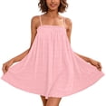 thumbnail image 3 of Taqqpue Cami Dresses for Women Spaghetti Strap Cami Lounge Dress Backless Solid Color Sleeveless House Dress Short Sundress Beach Vacation Flowy Swing Mini Dress for Women, 3 of 10