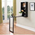 thumbnail image 1 of Evi Black Wood & Mirror Contemporary Wall-Mounted Fold-Out Convertible Home, Dorm & Office Storage Workstation Desk, 1 of 9