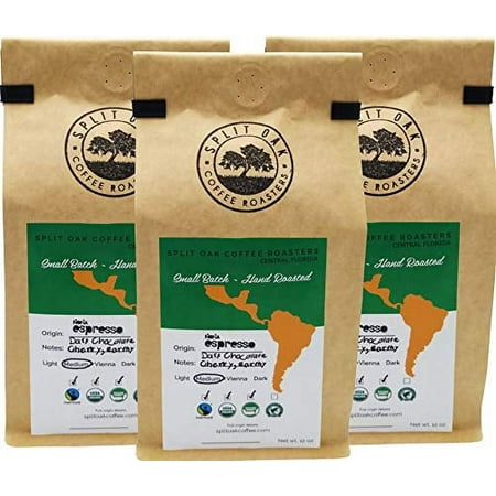 3 PACK Espresso. Africa Indonesia South America best Beans. Balanced mind-blowing Nona Espresso, Cherry, Earthy Notes, Dark Chocolate, Caramel, Creamy and Walnut. Try Split Oak Coffee Roasters!