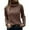 Brown, variant on Women's Turtleneck Cable Knit Sweaters Green XXXS