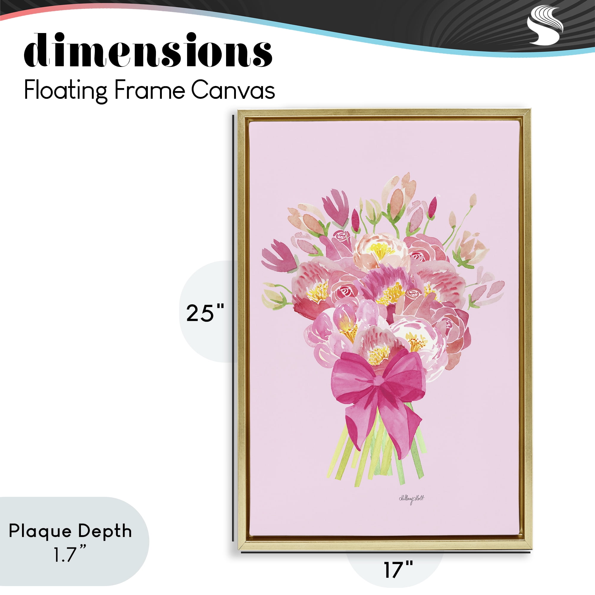 Stupell Industries Romantic Blushing Peonies Gold Framed Floater Canvas Wall Art, design by Hillary Holt