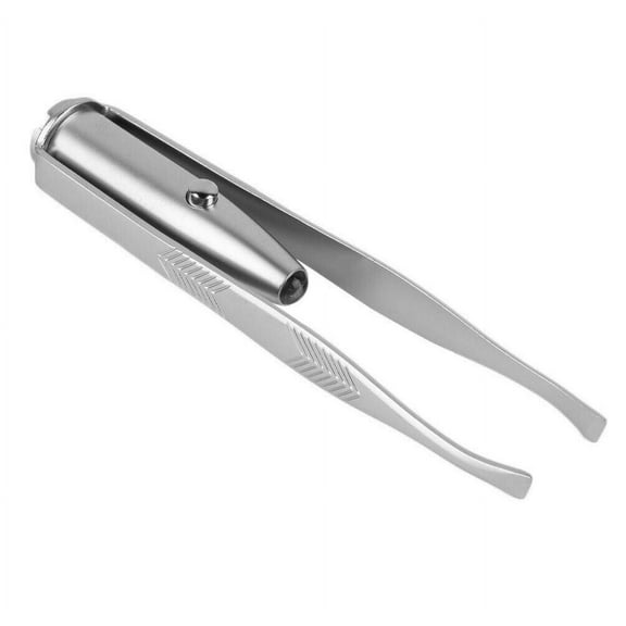 Stainless Steel Make Up LED Eyebrow Hair Removal Tweezers - New