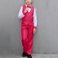 thumbnail image 2 of ZACPNCV Boys Suits Set Vest Pants Dress Shirt and Tie for Toddler Kids Formal Dresswear Hot Pink 11-12 Years, 2 of 5