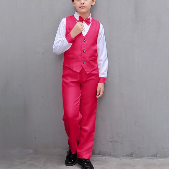 Amidoa Boys 2 Piece Outfits Summer Clothes Long Sleeve Soft T Shirts and Casual Shorts Kids Clothing Sets Hot Pink Size 15