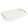 thumbnail image 1 of Home Redefined Bandeja Decorativa para Servir de Piel Sintética de Tiburón Rectangular de 45 X 30 Cm con Asas de Acero Inoxidable, Color Blanco, 1 of 6