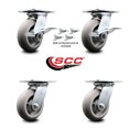 thumbnail image 2 of 6 Inch Thermoplastic Caster Set with Roller Bearing 4 Swivel Lock and 2 Brake, 2 of 2