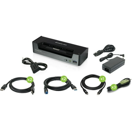 IOGEAR 3-Port 4K USB-C and DisplayPort KVMP Switch with Power Delivery - 3 Computer(s) - 1 Local User(s) - 4096 x 2160 - 11 x USB - USB 2.0 - 3 x DisplayPort - Desktop - TAA Compliant