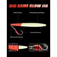 thumbnail image 2 of BLUEWING Big Game Jig Glow 1pc Vertical Jigging Lure Saltwater Fishing Lures Sinking Fishing Jig with Stainless Steel Hook for Tuna, Amberjack, Snapper, 600g, 2 of 7