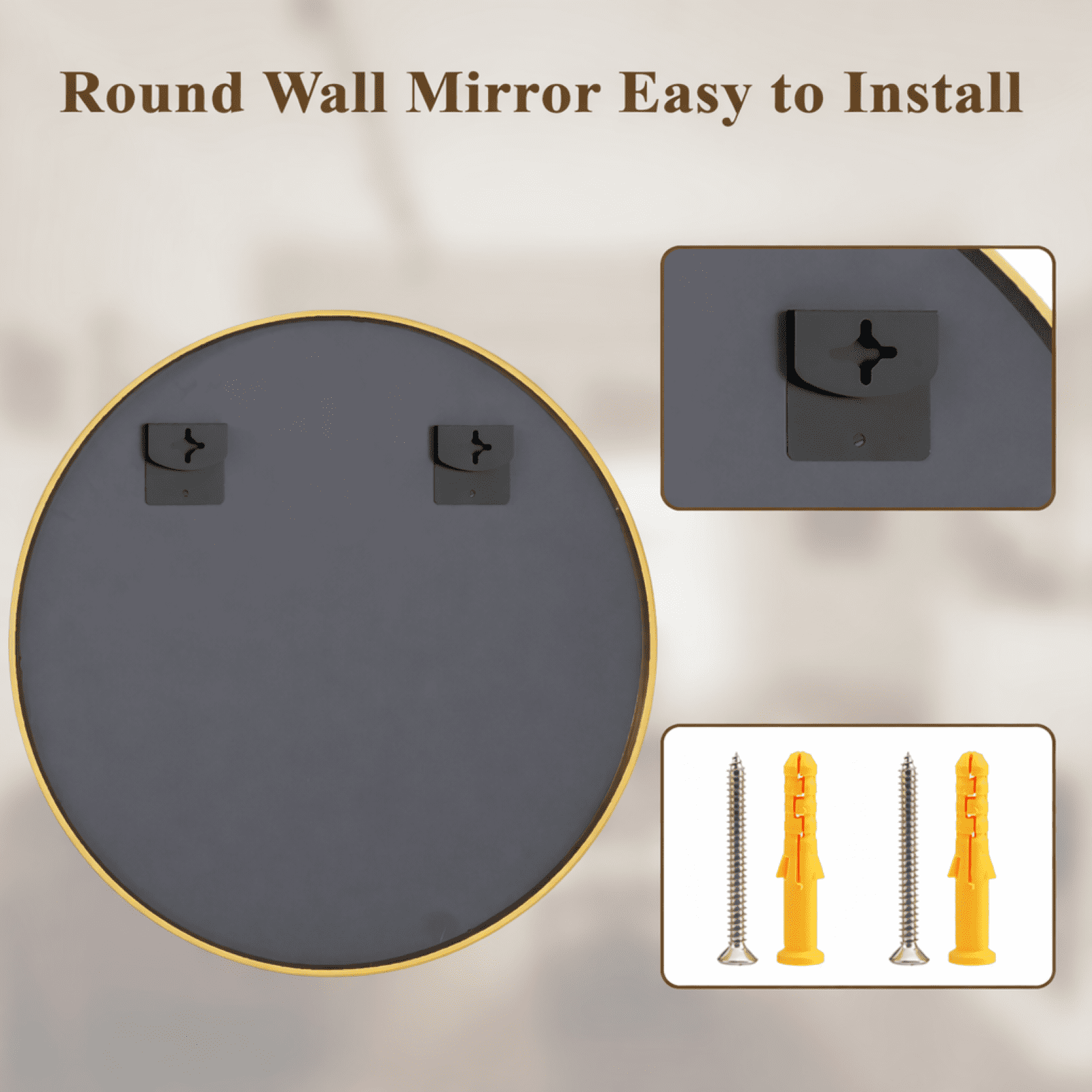 SHATTERVIEW 30" Bathroom Mirror Round Wall Mirror Vanity Mirror with Metal Frame, Gold