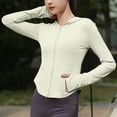thumbnail image 4 of Rash Guard for Women Upf 50+ Long Sleeve Shirts Front Zipper UV SPF T-Shirts Light Breathable Athletic Stretch Sun-Protective Clothing Fishing Hiking Swim Cover Up for Women SPF Hiking Tops Outdoor, 4 of 7