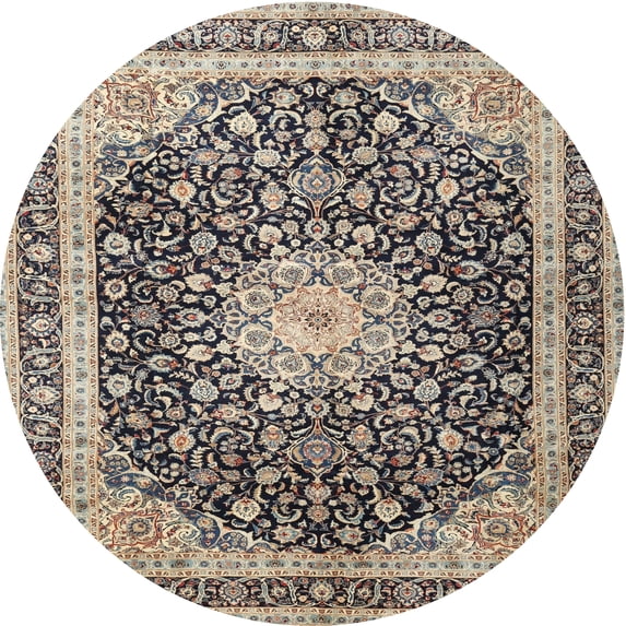 Ahgly Company Indoor Round Traditional Charcoal Gray Persian Area Rugs, 4' Round