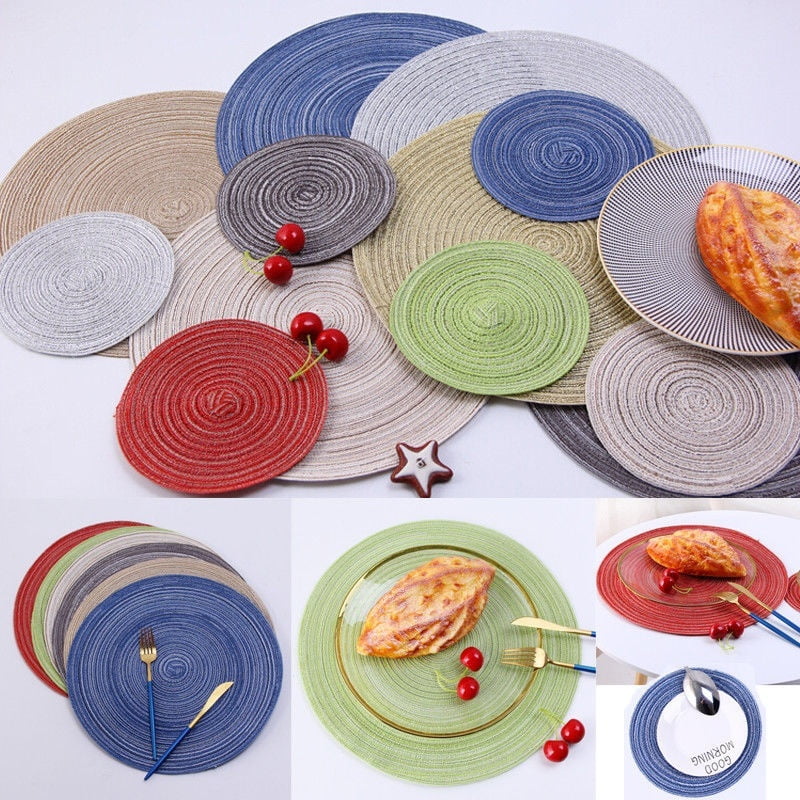 18/36cm Round Woven Fabric Placemats Table Setting Place Mats Dining