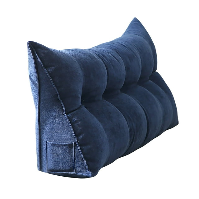 Triangular Headboard Pillow - Wedge Shaped Backrest Support Pillow for Dorm Beds with Side Pockets, Reading Bolster Cushion for College Students, Bed Wedge