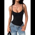 thumbnail image 2 of Camisola Básica Informal de Entrenamiento con Tirantes Finos Ajustables y Cuello en U para Mujer. Negro XL, 2 of 7