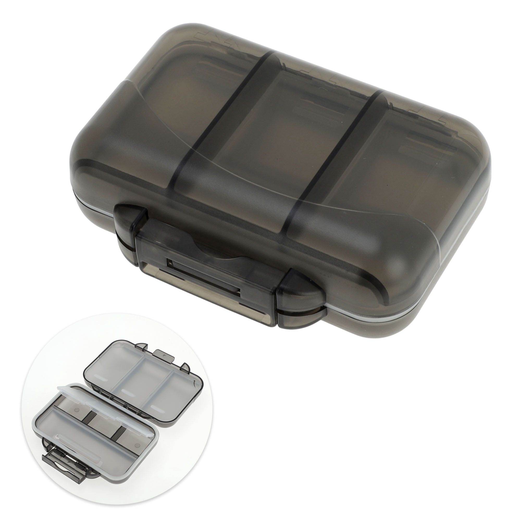 Unique Bargains 7 Grids Double Layers Portable Pill Box 1 Pc Gray