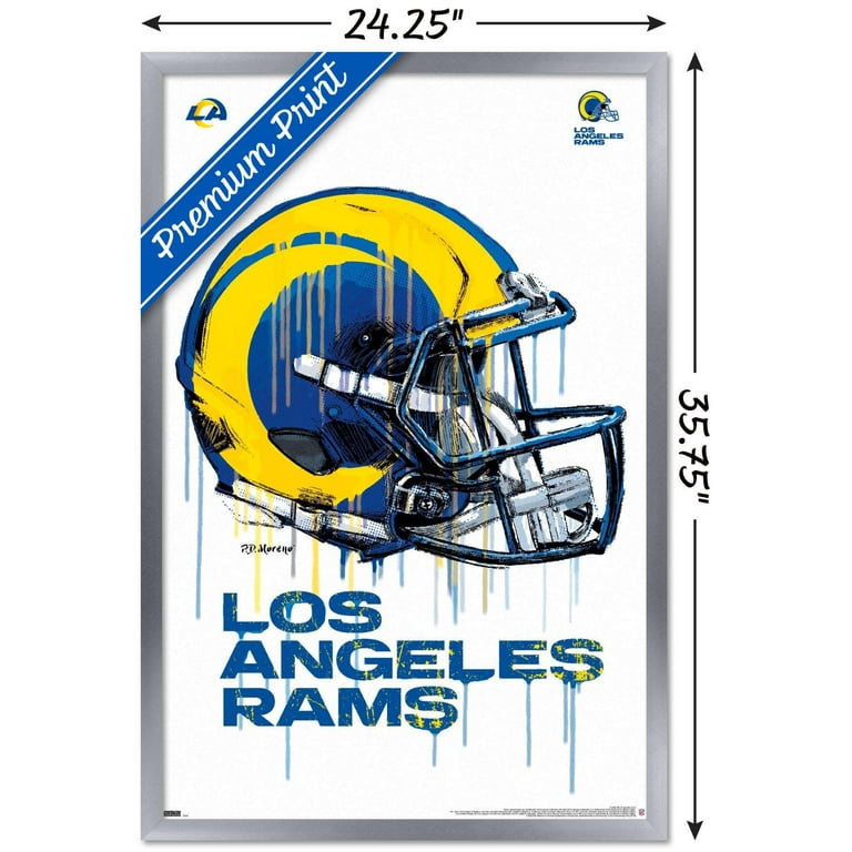 NFL Los Angeles Rams - Drip Helmet 20 Wall Poster, 22.375 x 34, Framed 