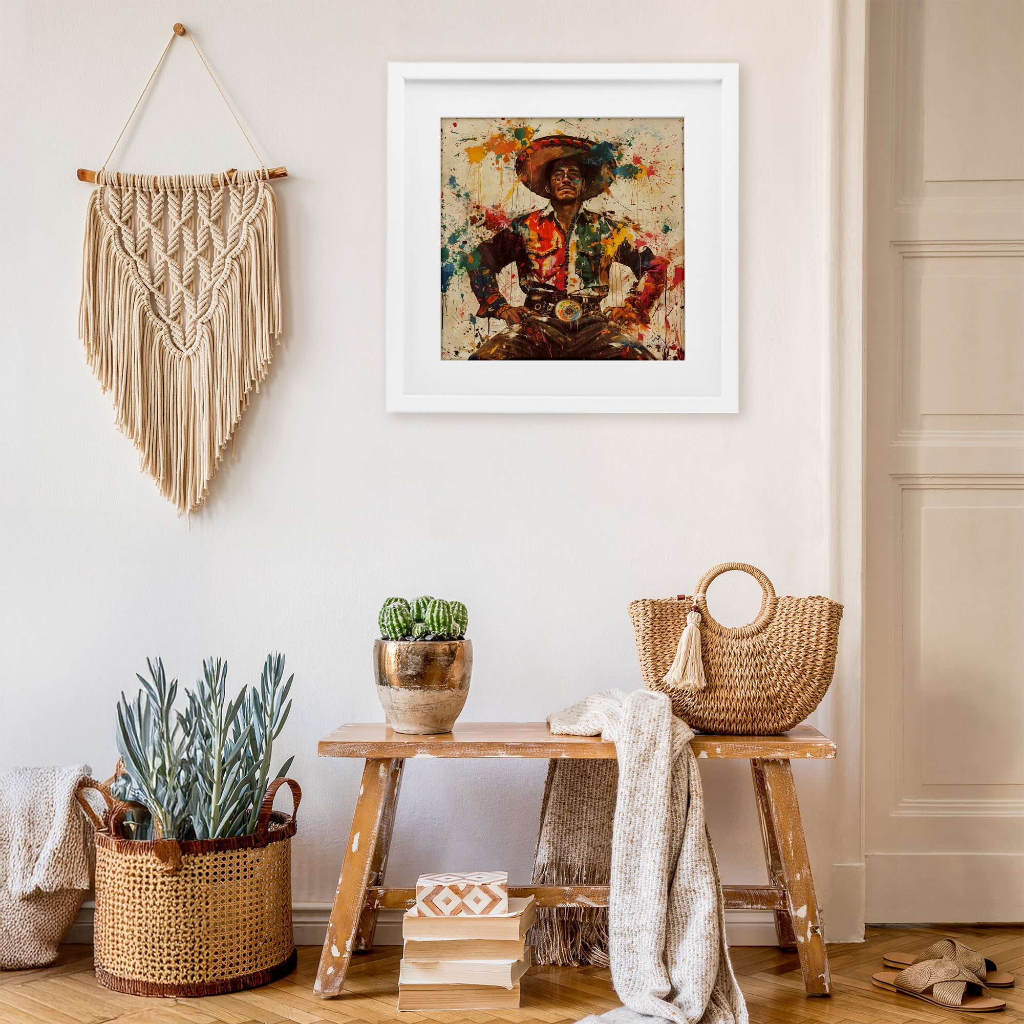 Stupell Industries El Mexicano with Paint Splatters White Framed Print Under Glass, design by Marta Wiley