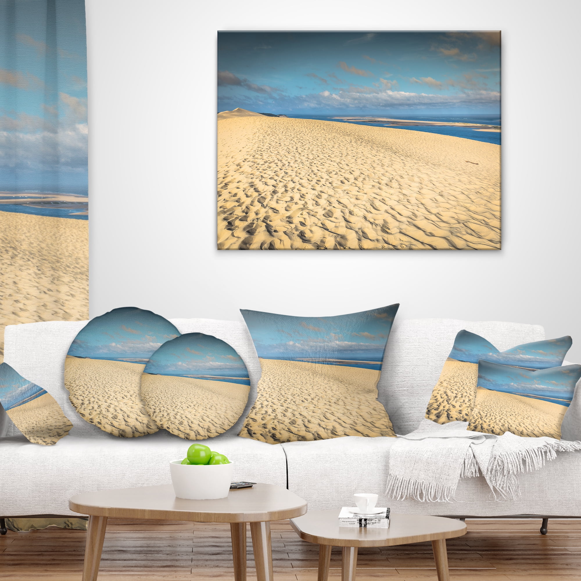 Designart Dune of Pyla - Landscape Photography Throw Pillow - 16x16