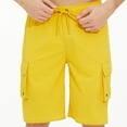 thumbnail image 5 of Mens Shorts Cargo Mens Shorts with Pockets Solid Color Mens Shorts Elastic Waist Men's Shorts Casual Beach Shorts Mens Cargo Shorts Mens Shorts Under $10 Yellow,XL, 5 of 8