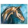 thumbnail image 1 of Design Art Brown Horse on Blue Watercolor Canvas Print, 1 of 3