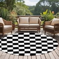 thumbnail image 4 of 6ft Round Rug, Black White Plaid Non-Skid Rubber Backing Large Area Rugs - Living Room Bedroom Home Office, Farmhouse Modern Minimalist Geometric Indoor Floor Mat Carpets Washable Rug, 4 of 9