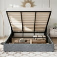 thumbnail image 3 of Allewie King Size Lift Up Platform Storage Bed Frame with Channel Wingback Headboard, Grey Blue, 3 of 12