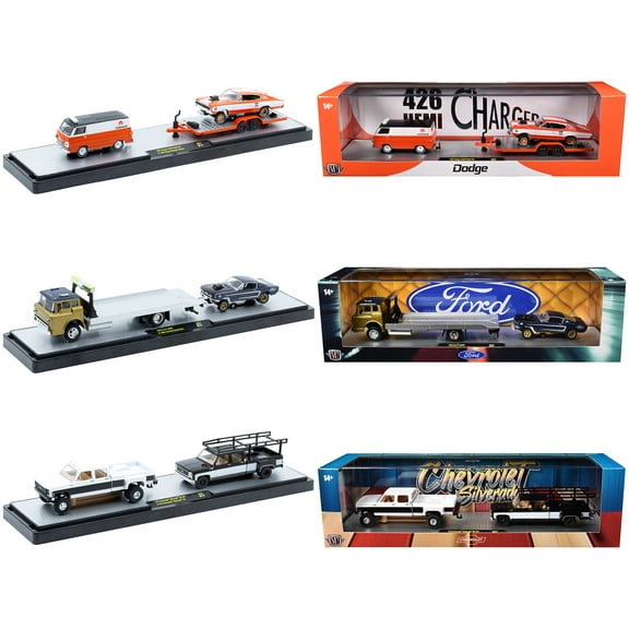 Auto Haulers Set of 3 Trucks Release 87 Limited Edition to 9600 pieces Worldwide 1/64 Diecast Models by M2 Machines