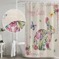 thumbnail image 5 of Easter Bunny Shower Curtain, Waterproof Shower Curtains for Bathroom, Spring Flower Daisy Tulips Vintage Leaves Washable Fabric Bathtub Curtain Set Bath Decor with 12 Hooks Standard 72"x72", 5 of 8