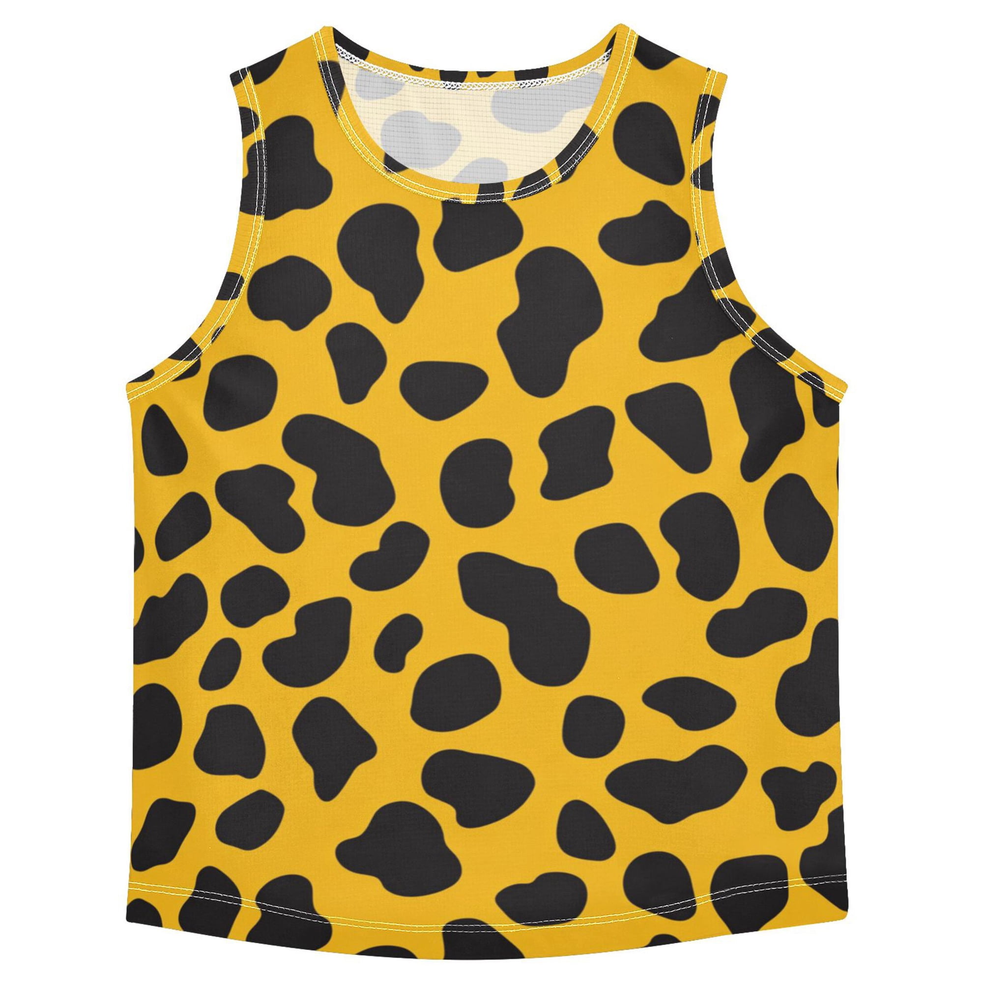 Boys Athletic Quick Dry Tank Tops Boys Sleeveless T-Shirts Kids Running Vest Leopard Print Medium