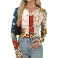 thumbnail image 3 of Women Long Sleeve Shirts Rib Knit 4Th of July Tops Basic Slim Fit Tee 250 Anniversary Casual T-Shirt Crewneck Clothes, 3 of 5