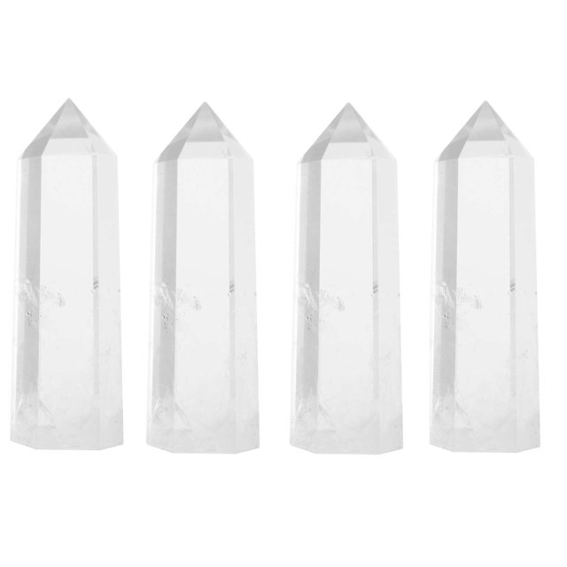 Luckeeper Varitas de cristal curativo de 2.0 in, varita de cristal de cuarzo transparente, 6 facetas, terapia de meditación Reiki Chakra, 4 unidades