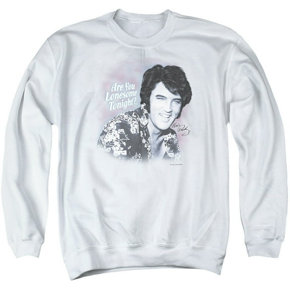 Elvis Presley Lonesome Tonight Adult Crewneck Sweatshirt White