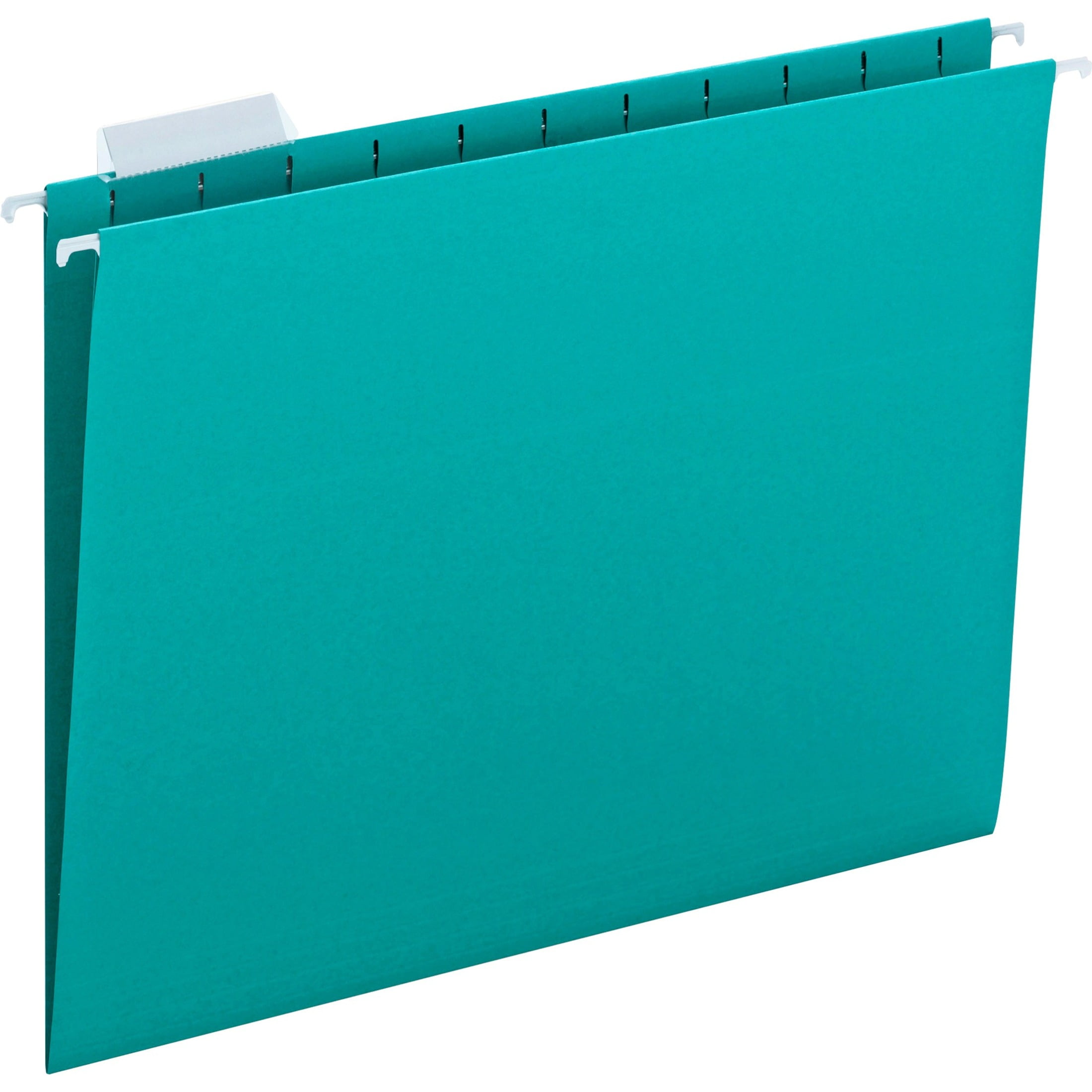 Smead Hanging File Folder with Tab, 1/5-Cut Adjustable Tab, Letter Size, Teal, 25 per Box (64074)