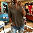 thumbnail image 2 of Setooff Womens Shirts, Cut Out Shoulder V Neck Short Sleeve Tops, Solid Oversized Tshirts for Women Casual Summer Blouse, 2 of 6