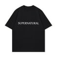 thumbnail image 4 of Black T Shirt Supernatural Text Print Casual Wear For Men And Women, 4 of 4