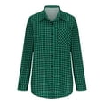 thumbnail image 5 of Brglopf Long Sleeve Plaid Shirt for Women Button Down Shirts Trendy Fall Shacket Jackets Casual Work Blouses Tops with Pocket(Green,M), 5 of 7