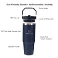 thumbnail image 3 of 30 oz Insulated Stainless Steel Tumbler with Lid & Handle, Leakproof Travel Mug for Hot & Cold Drinks, Blue, 3 of 5